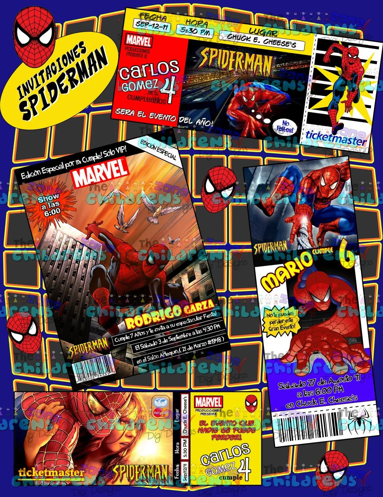 The Childrens Zone Digi Designs: Invitaciones de Spiderman Hombre ...