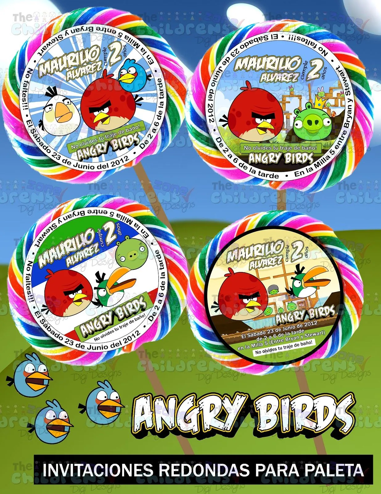 The Childrens Zone Digi Designs: Invitaciones para paletas Angry Birds