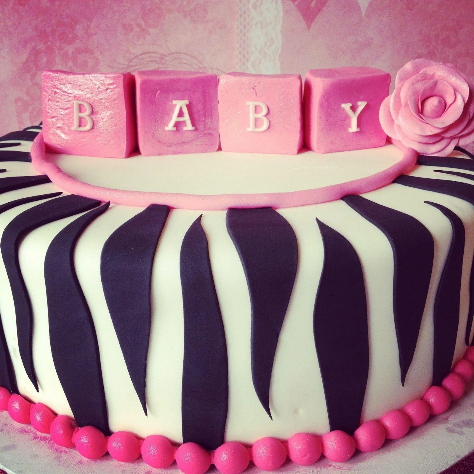 The Frosted Cake Boutique: Pink Zebra Baby Shower Cake