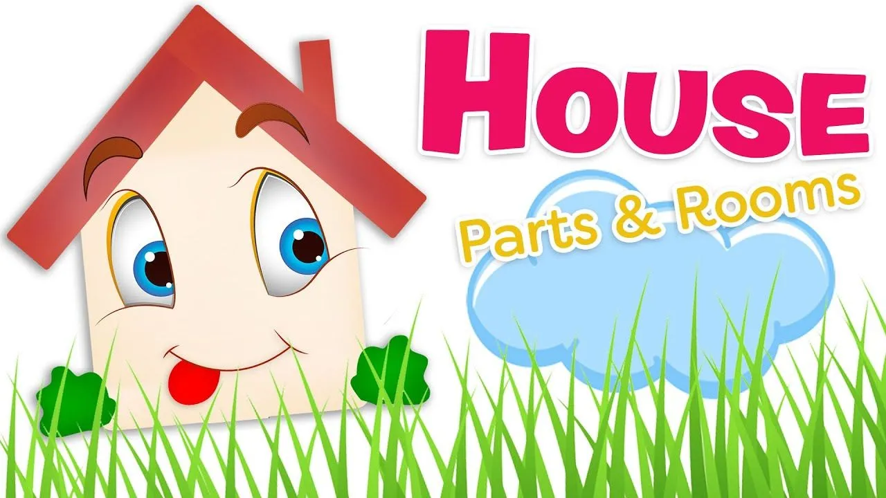 The HOUSE PARTS and ROOMS in English and Spanish for kids - YouTube