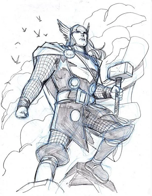 Desenhos do Thor, super herói para imprimir e colorir.