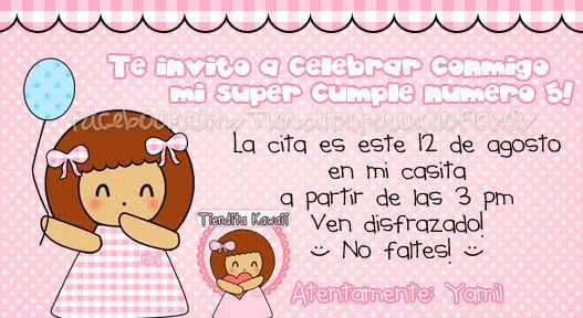 Tiendita Kawaii: invitación infantil nena