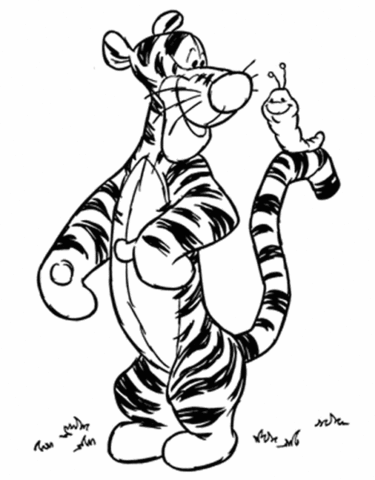 Tigger And Worm coloring page | Super Coloring