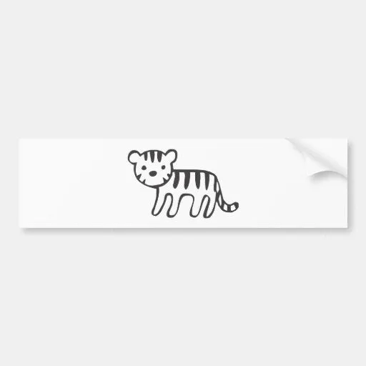 Tigre Cub en bosquejo blanco y negro Pegatina De Parachoque de Zazzle.