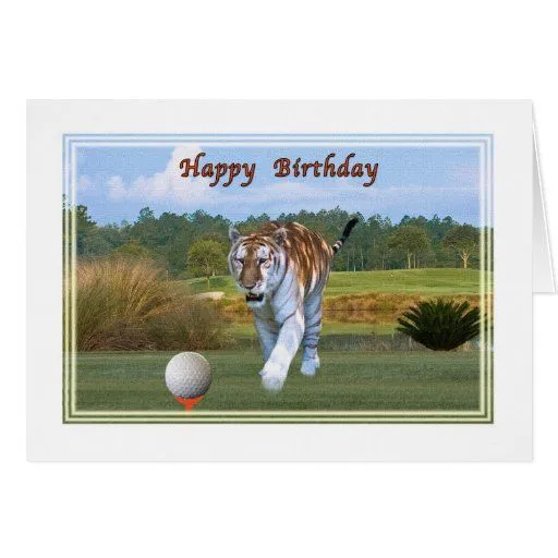 Tigre en la tarjeta de cumpleaños del campo de gol de Zazzle.