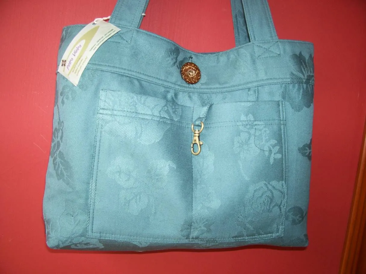 Tijereteando: 59. Bolso de tela gris azulado. Bolso reversible