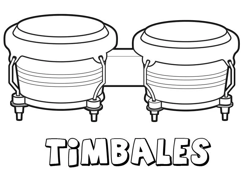 Timbales para colorear. Dibujos de instrumentos musicales