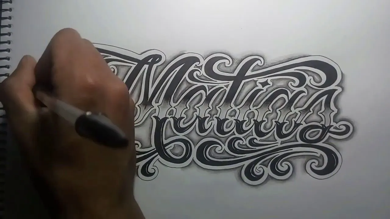 Time lapse diseño lettering nombre estilo tatuaje 