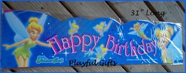 Tinkerbell Blue Happy Birthday Banner | eBay
