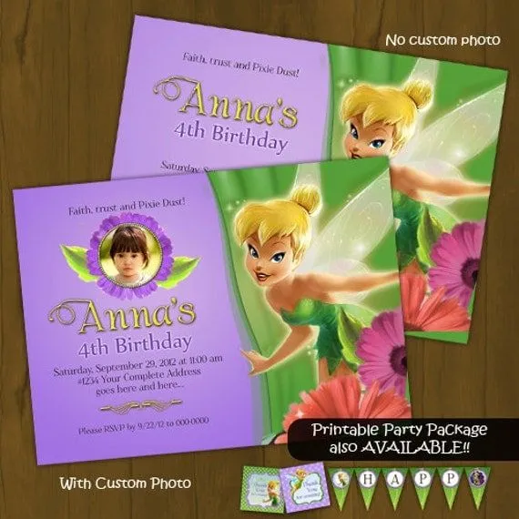 Tinkerbell Invitation Tinkerbell Purple by SplashboxPrintables