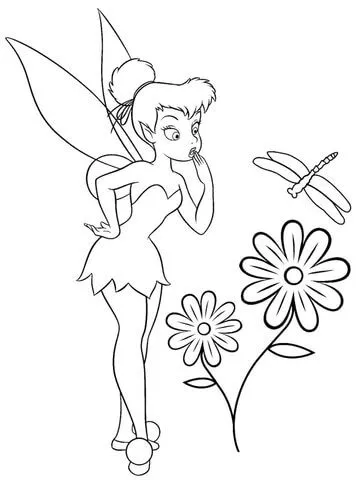 Tinkerbell With Flowers coloring page | Super Coloring