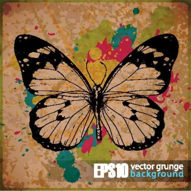 Tinta dibujada mariposa fondo grunge | Descargar Vectores gratis