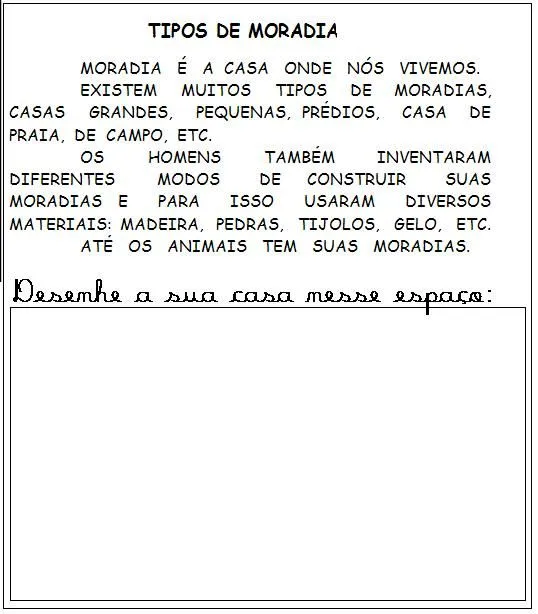 Tipos de Casas - Modelos de Casas - Atividades de Alfabetização