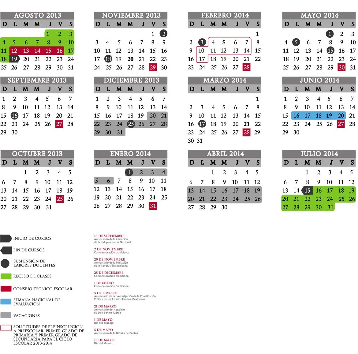 Tips de viajero: México, calendario escolar 2013-