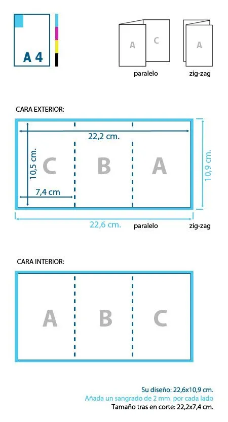 Típtico A7, vertical (74x105 mm.) - Copiweb: Impresión offset y ...