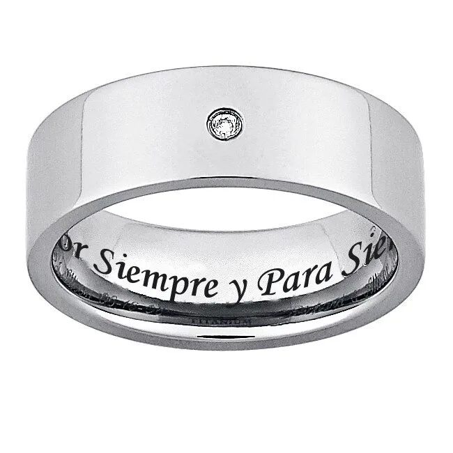 Titanium Men's Diamond Accent 'Por Siempre y Para Siempre' Band ...