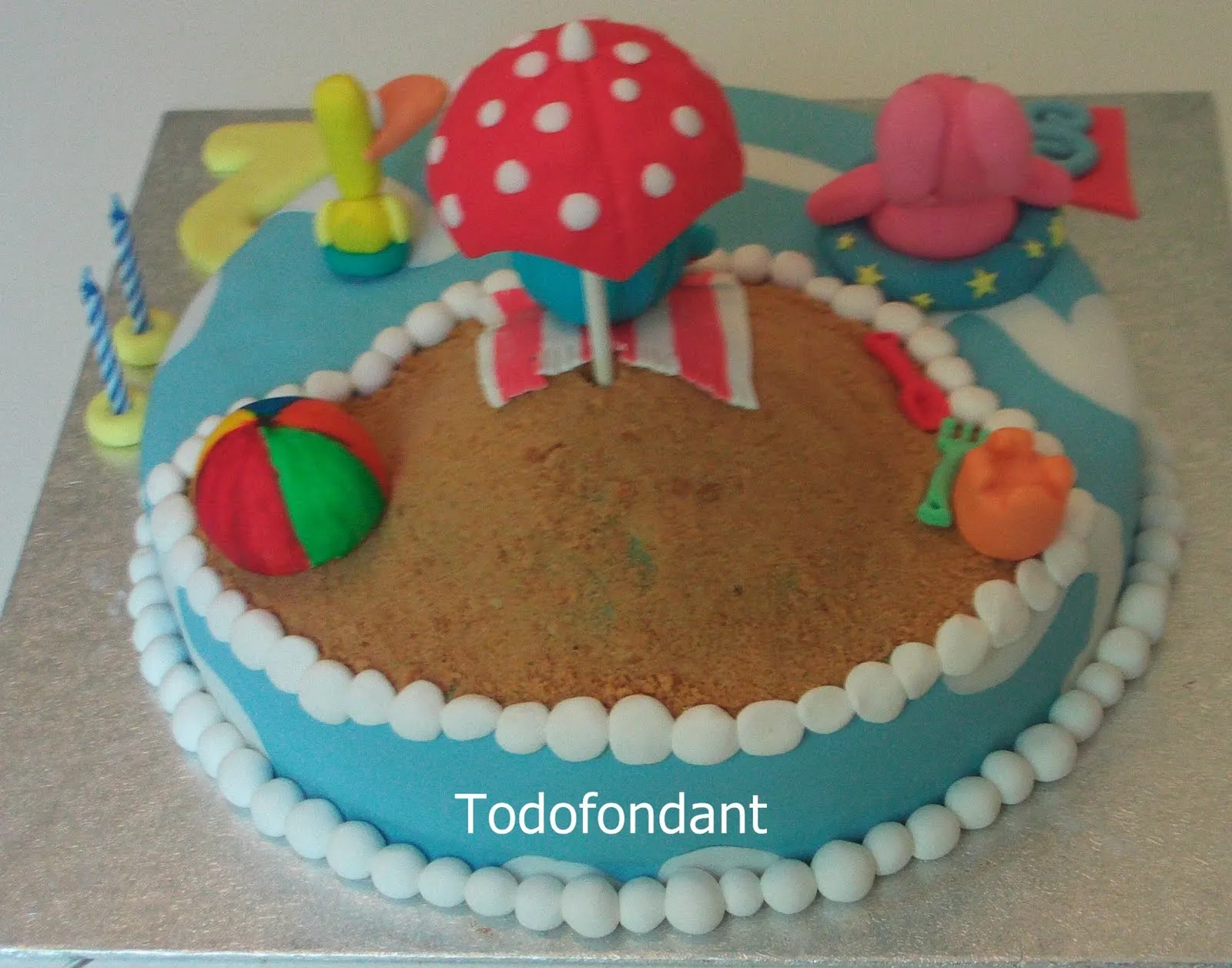 TODOFONDANT: TARTA POCOYO SE VA A LA PLAYA PARA EL CUMPLEAÑOS ...