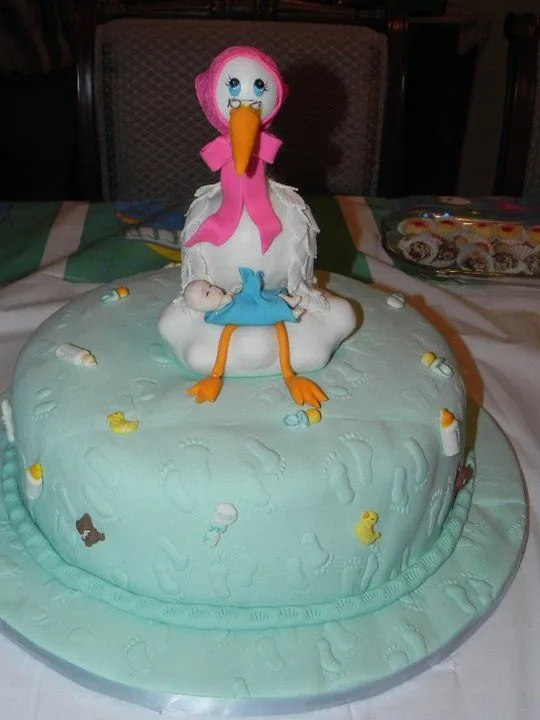 Torta para baby shower cigueña - Imagui