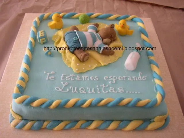 Torta baby shower niño fondant - Imagui