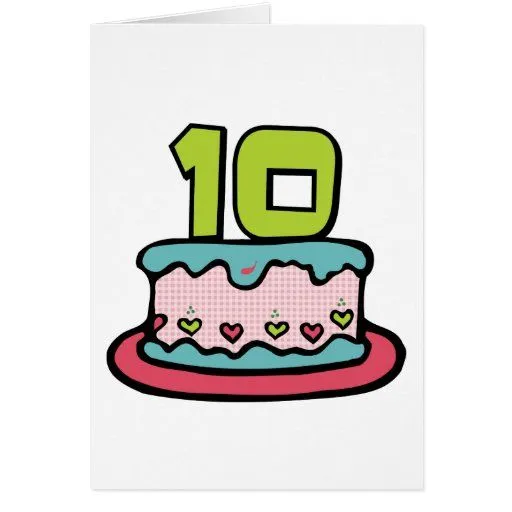 Torta de cumpleaños de 10 años felicitación | Zazzle