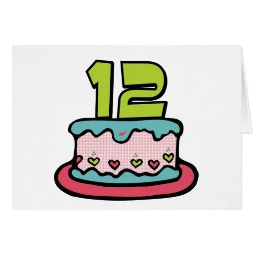 Torta de cumpleaños de 12 años tarjeta | Zazzle