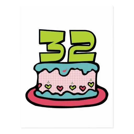 Torta de cumpleaños de 32 años postales | Zazzle