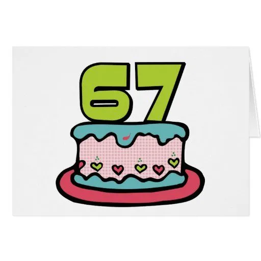 Torta de cumpleaños de 67 años tarjeta de felicitación | Zazzle