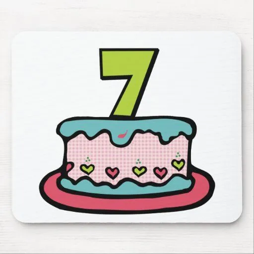 Torta de cumpleaños de 7 años alfombrilla de raton de Zazzle.