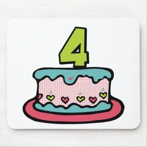 Torta de cumpleaños de 4 años alfombrillas de ratón de Zazzle.