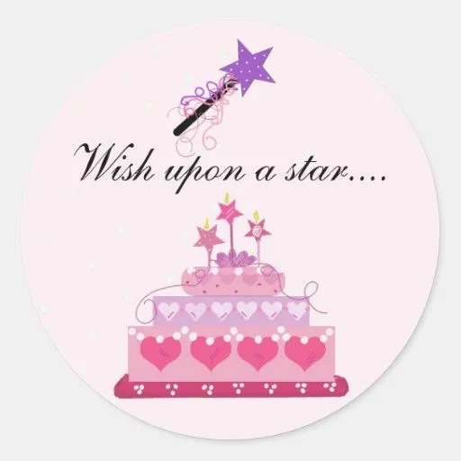 Torta y estrellas bonitas con decir etiqueta de Zazzle.