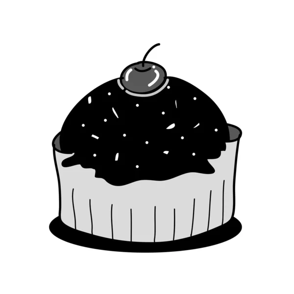 torta de la taza de dibujo en blanco y negro — Vector stock ...