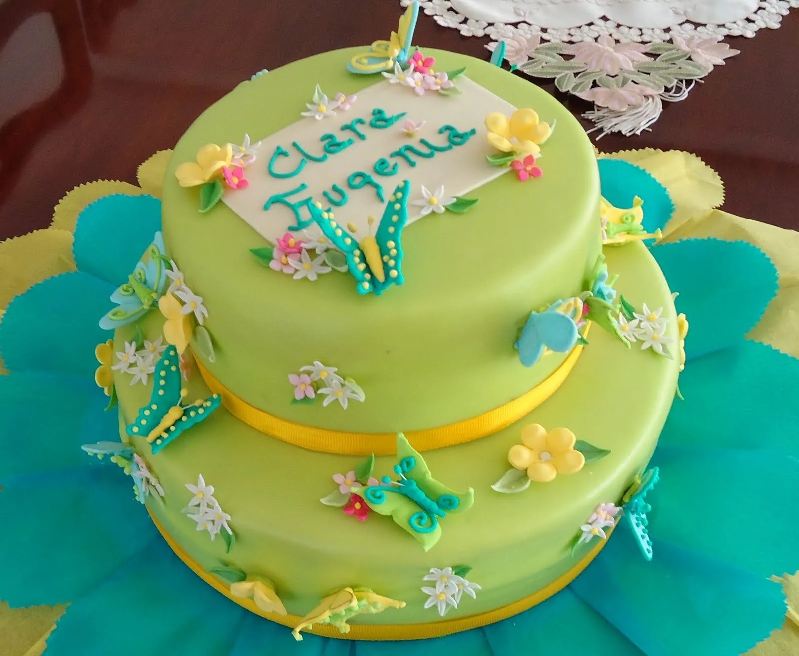 Torta de cumpleaños motivos flores y mariposa - Imagui