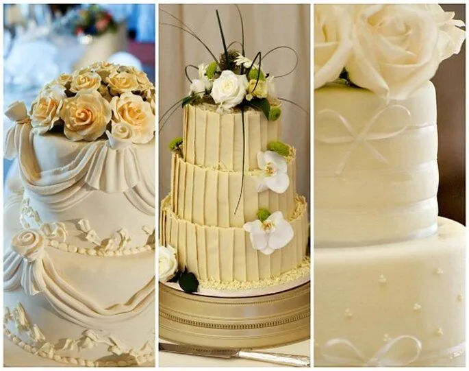 Tortas de novios blancas, con una pincelada de color