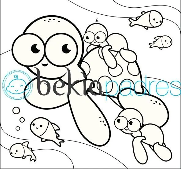Tortugas Marinas: dibujo para colorear