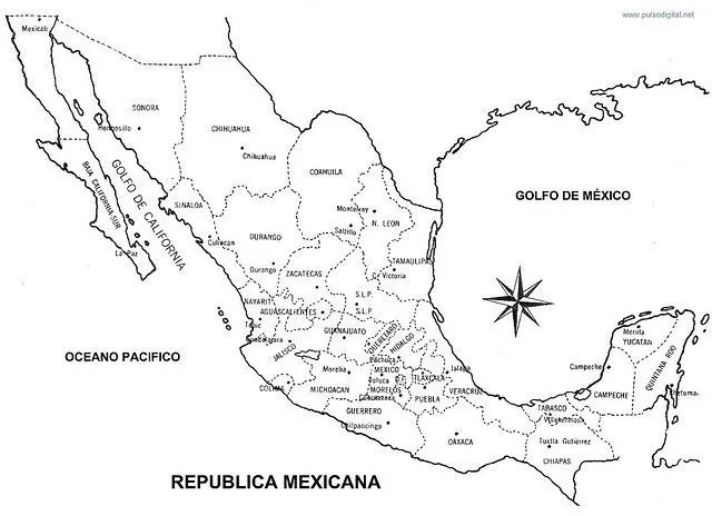 Tos De Mapa La Republica Mexicana Con Nombres Y Divisi N Pol Tica ...