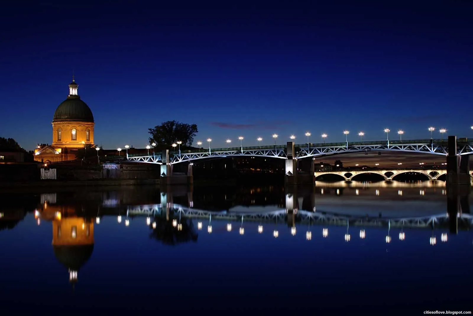 Toulouse The Garonne River Great Night View France Hd Desktop ...