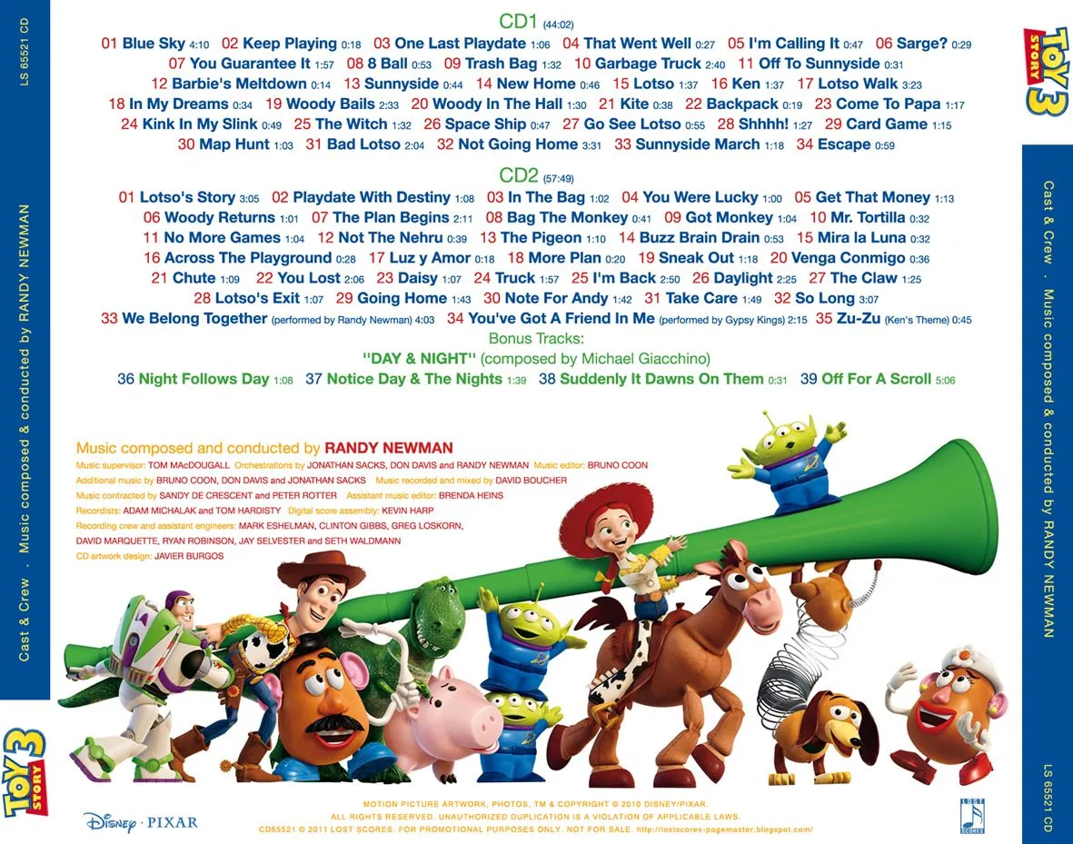 Toy Story 3 (cast & crew) – Randy Newman | Lost Scores