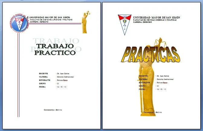 TRABAJOS UNIVERSITARIOS UMSS: CARATULAS DE UMSS