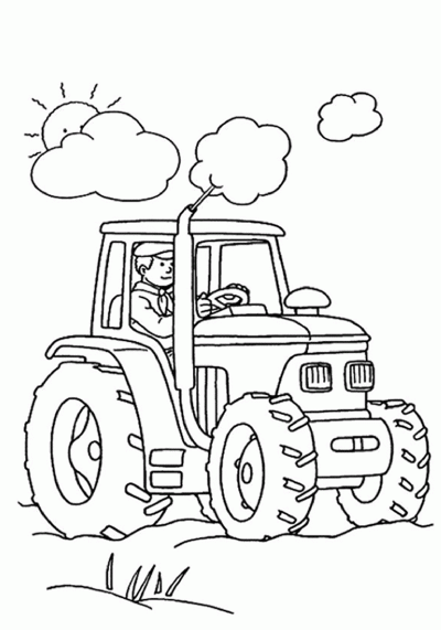 Dibujo de Tractor en el campo. Dibujo para colorear de Tractor en ...