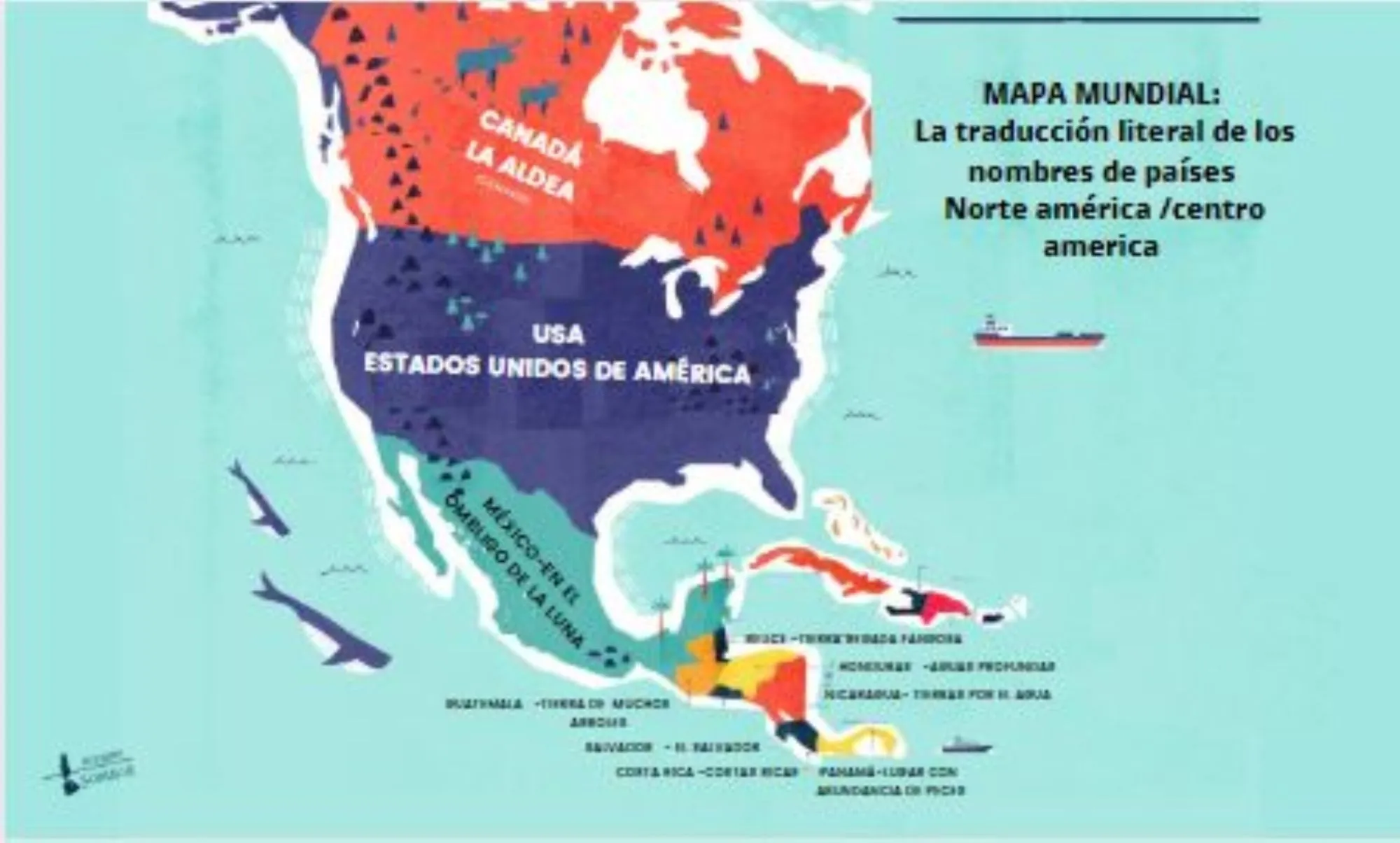 La traducción literal de los nombres de países de América