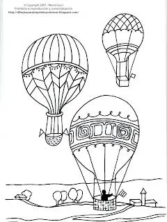  ... de transporte: Dibujo para imprimir y colorear de Globos Aerostáticos