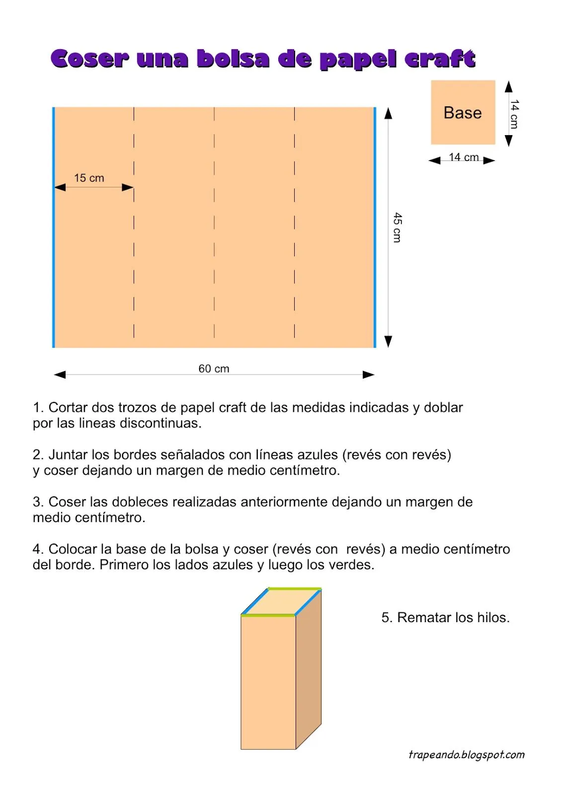 Trapeando: hilos y trapos: COSER UNA BOLSA DE PAPEL CRAFT