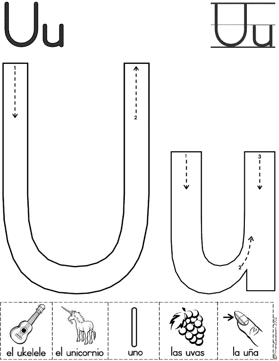 trazo de la vocal u Colouring Pages