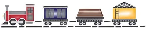 tren y vagones de mercancias para imprimir bordes con coches