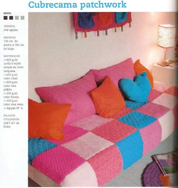 TresP craft blog: CUBRECAMA DE PUNTO (DOS AGUJAS) A COLORES