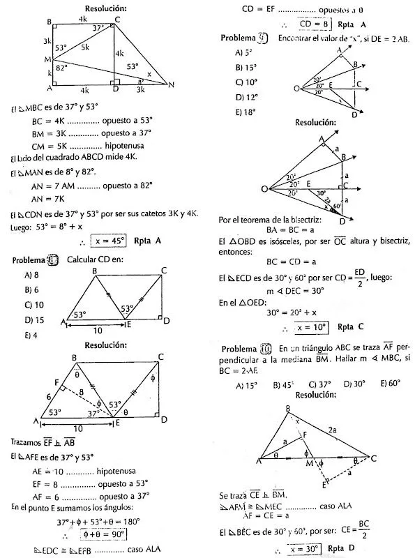 Triangulos Rectangulos Notables - Ejercicios Resueltos - Geometría ...