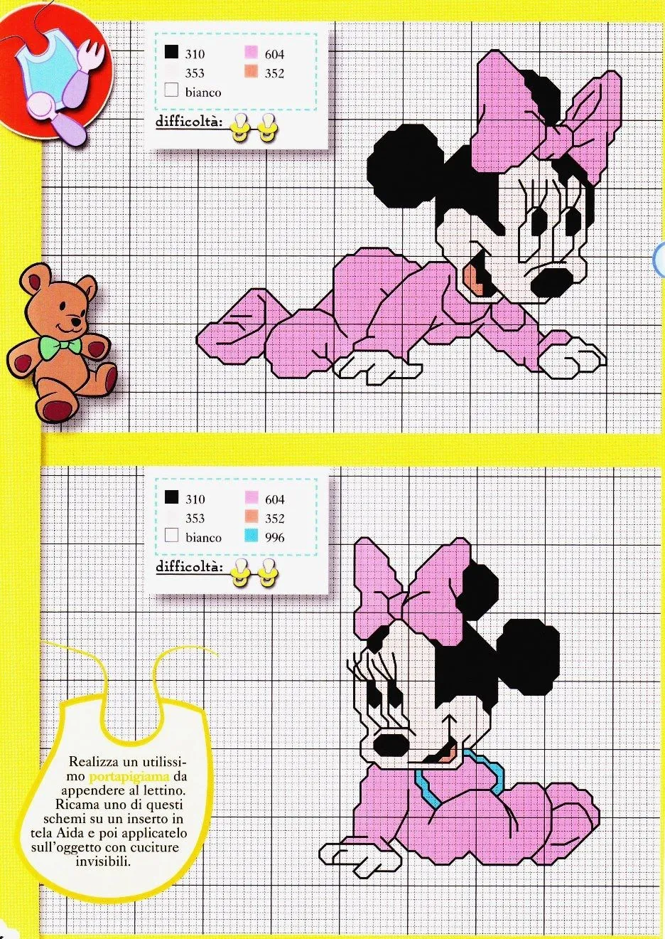 ... Tricô e Crochê Mania=(^.^)=: Baby Minie e Baby Mickey em Punto Cruz