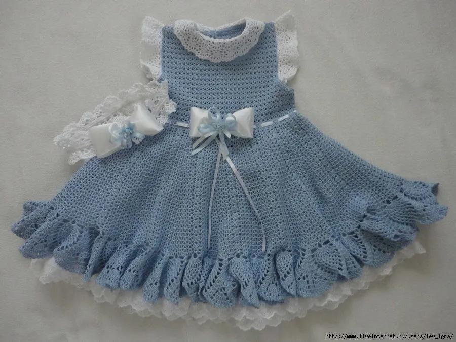 TRICO y CROCHET-madona-mía: Vestido Azul para niñas a crochet con ...