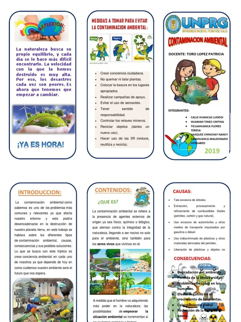 Triptico de Contaminacion Ambiental | PDF | Contaminación | El plastico