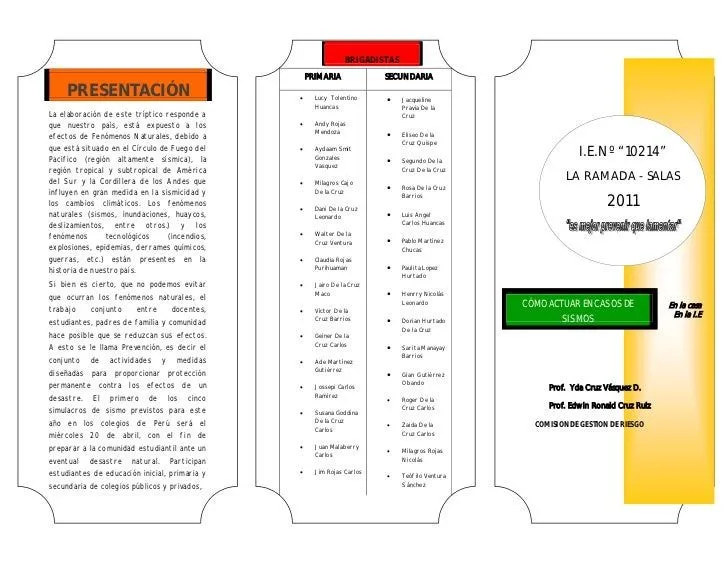 TRIPTICO SIMULACRO EN CASO DE SISMO